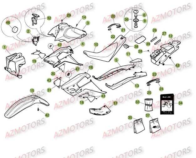 Carenages   Reservoir   Selle AZMOTORS PiÃ¨ces BETA M4 350cc 4T - [2006]
