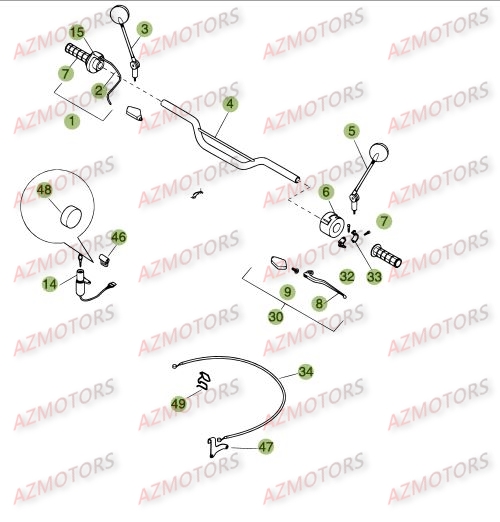 Commandes   Guidon AZMOTORS PiÃ¨ces BETA M4 350cc 4T - [2006]