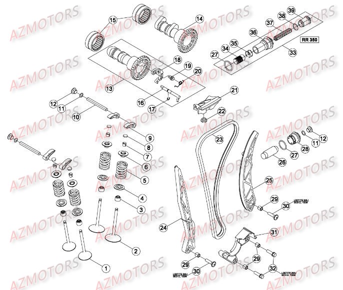 Cylindre   Culasse   Distribution [2] AZMOTORS PiÃ¨ces Beta RR 4T 350 Enduro - 2011