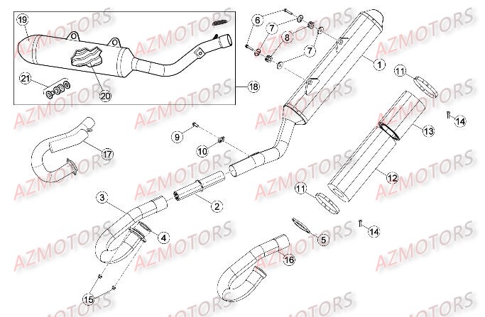 Echappement AZMOTORS PiÃ¨ces Beta RR 4T 350 Enduro - 2011