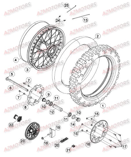 Roue Arriere AZMOTORS PiÃ¨ces Beta RR 4T 350 Enduro - 2011