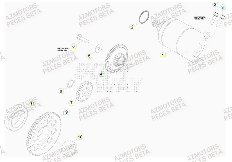 Demarreur AZMOTORS PiÃ¨ces BETA RR FACTORY 350cc 4T - [2012]