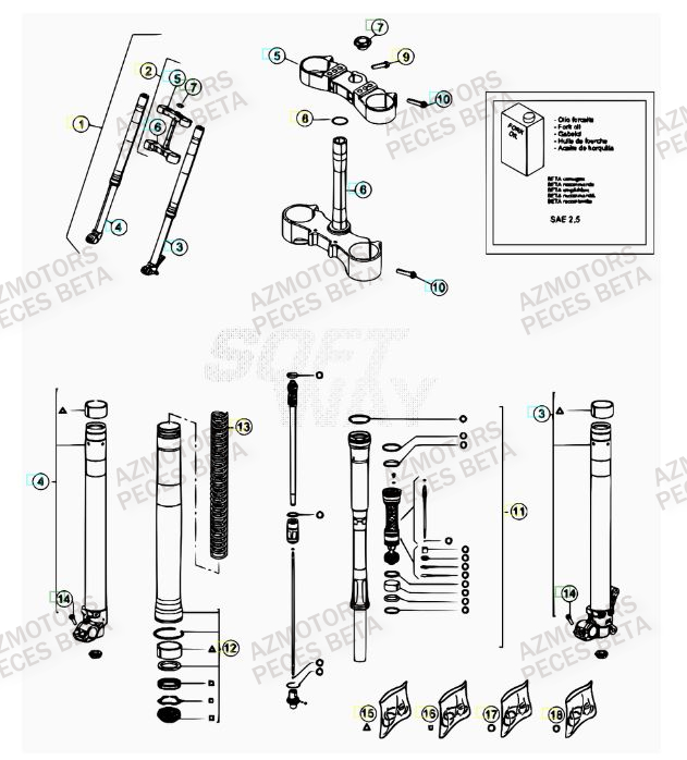 Fourche Du No Serie 0500001 A 0550000 AZMOTORS PiÃ¨ces BETA RR FACTORY 350cc 4T - [2012]