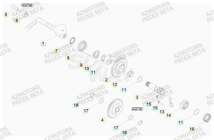 Kick Starter AZMOTORS PiÃ¨ces BETA RR FACTORY 350cc 4T - [2012]