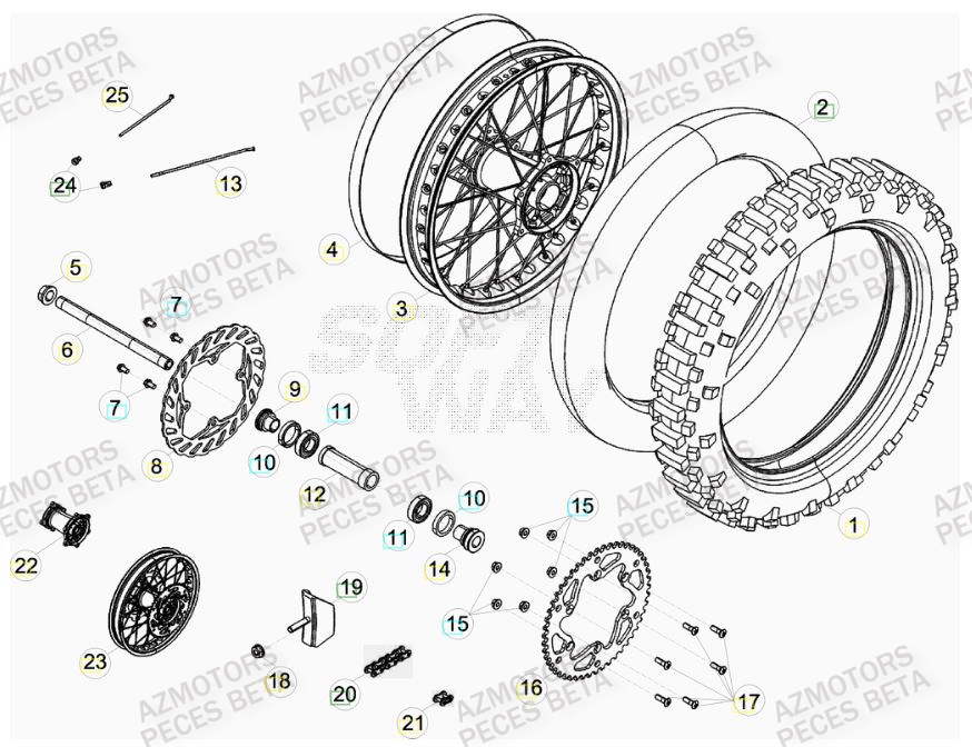 Roue Arriere Du No Serie 0000237 A 0050000 AZMOTORS PiÃ¨ces BETA RR FACTORY 350cc 4T - [2012]