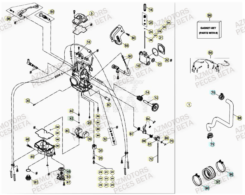 Carburateur AZMOTORS PiÃ¨ces BETA RR FACTORY 350cc 4T - [2014]