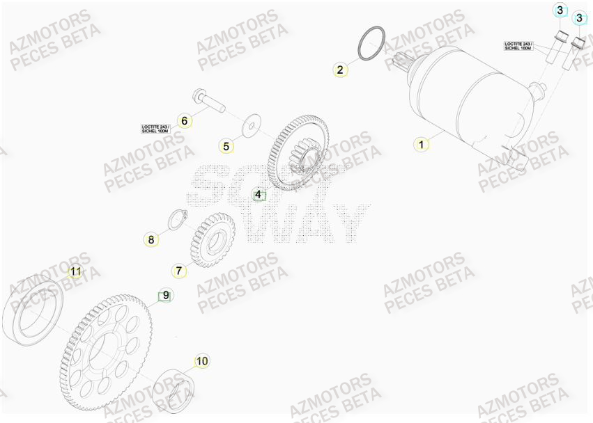 Demarreur AZMOTORS PiÃ¨ces BETA RR FACTORY 350cc 4T - [2014]