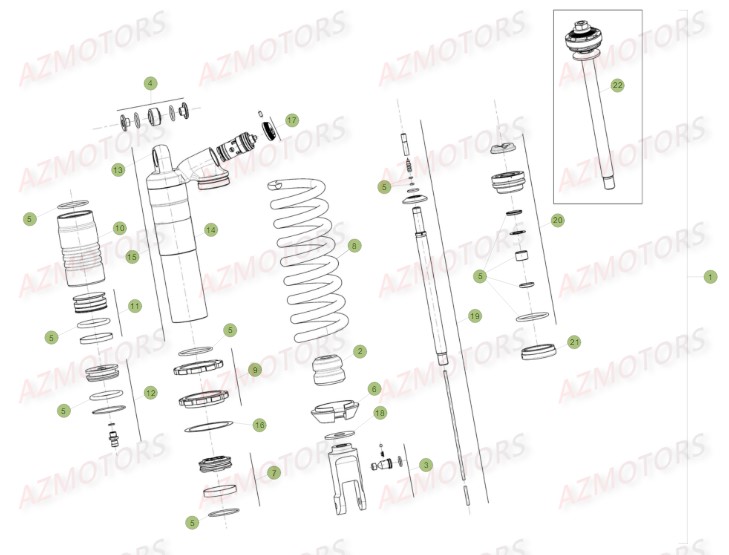 RESSORT AMORTISSEUR 5,4K BETA pour AMORTISSEUR ARRIERE de 350 RR RACING 15