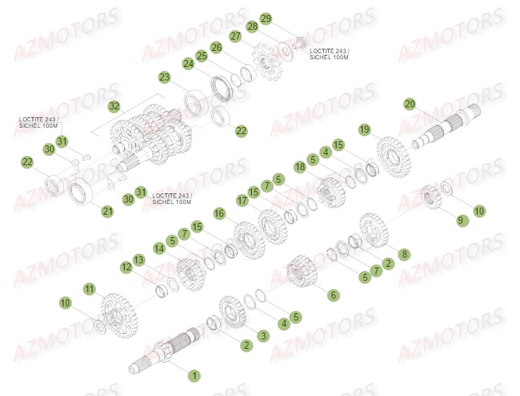 PIGNON DE TRANSMISSION SECONDA IRE - BETA pour BOITE A VITESSES de 350 RR RACING 15