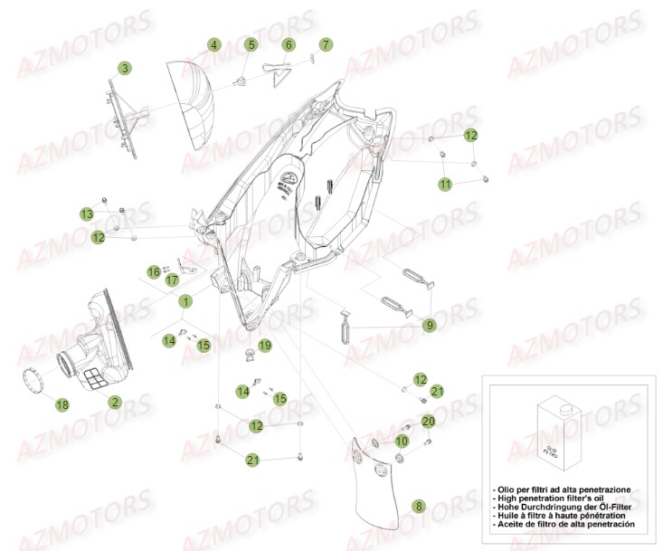 FILTRE AIR - BETA pour BOITIER DU FILTRE de 350 RR RACING 15