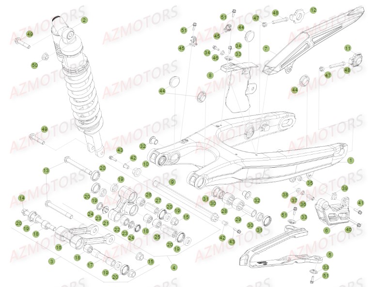 Fourche Arriere AZMOTORS PiÃ¨ces BETA RR FACTORY 350 4T -(2015)

