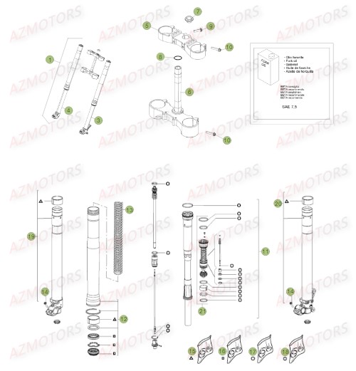 Fourche Avant AZMOTORS PiÃ¨ces BETA RR FACTORY 350 4T -(2015)

