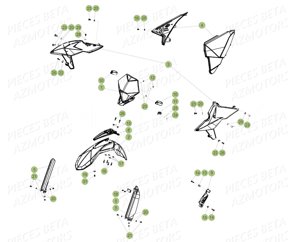 PROTECTION TIGE - KIT WHITE - BETA pour CARENAGES AVANT de 350 RR RACING 17