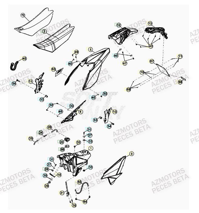 Carenage Arriere AZMOTORS PiÃ¨ces BETA RR FACTORY 400cc 4T - [2012]