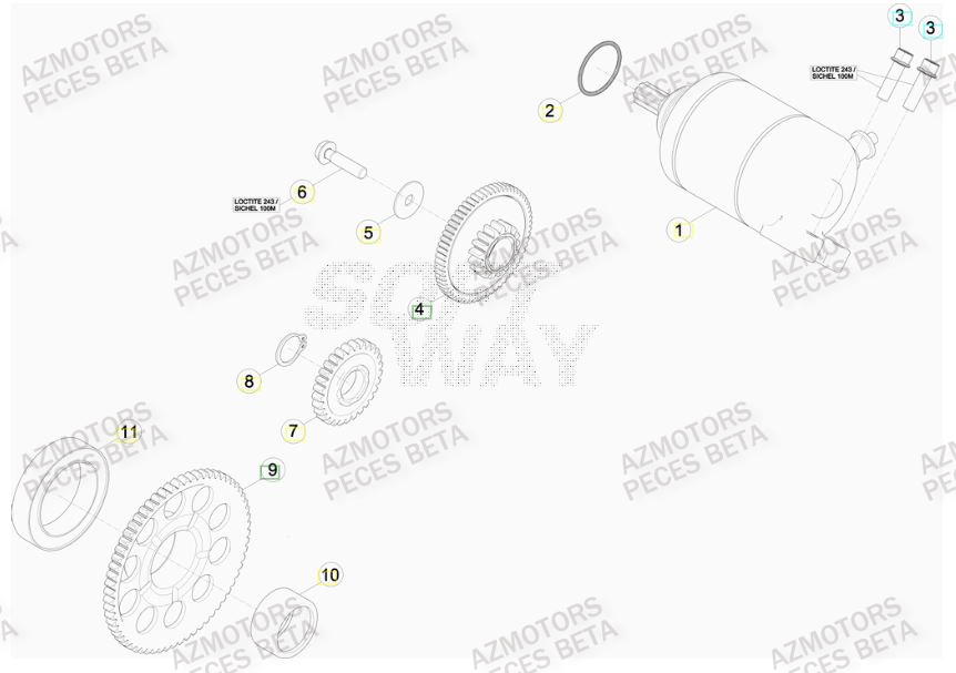Demarreur AZMOTORS PiÃ¨ces BETA RR FACTORY 400cc 4T - [2012]