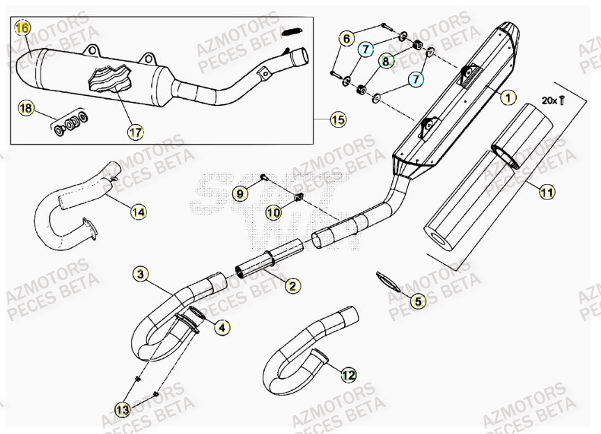 Echappement AZMOTORS PiÃ¨ces BETA RR FACTORY 400cc 4T - [2012]