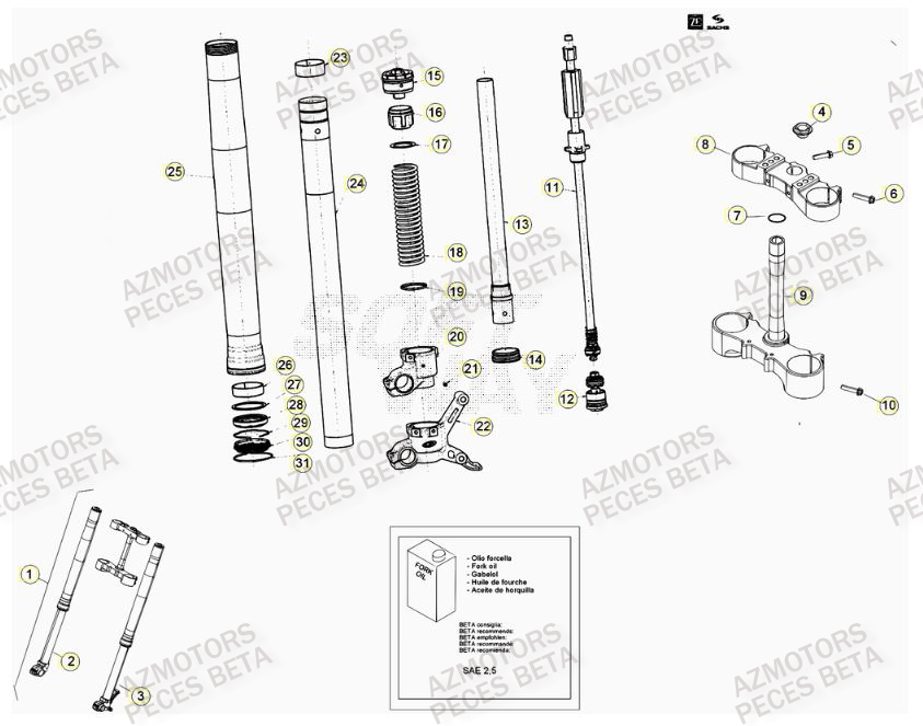 Fourche Du No Serie 0100662 A 0150000 AZMOTORS PiÃ¨ces BETA RR FACTORY 400cc 4T - [2012]