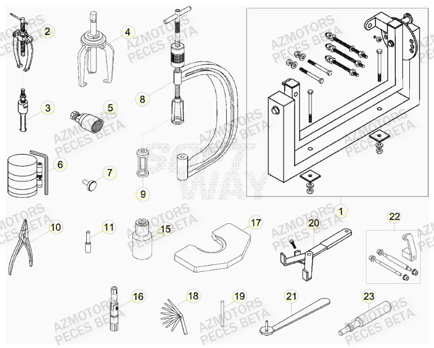 Outils AZMOTORS PiÃ¨ces BETA RR FACTORY 400cc 4T - [2012]