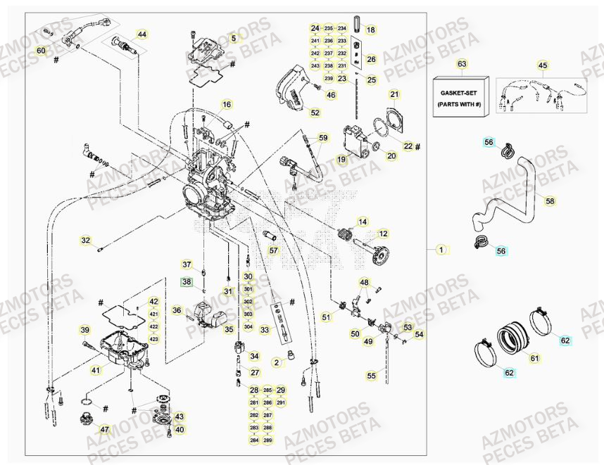 Carburateur AZMOTORS PiÃ¨ces BETA RR 4T RACING 430 -(2015)

