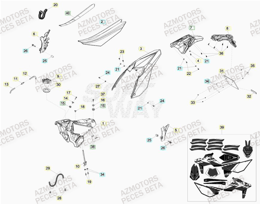 Carenage Arriere AZMOTORS PiÃ¨ces BETA RR 4T RACING 430 -(2015)

