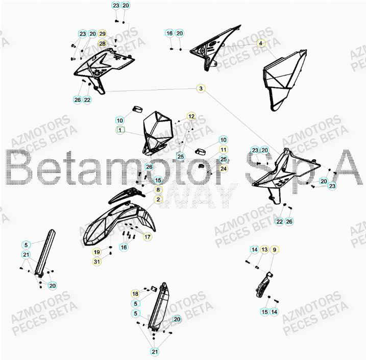 APPUI AILE - BETA pour CARENAGE AVANT de 430 RR RACING 15