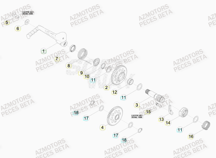 Kick Starter AZMOTORS PiÃ¨ces BETA RR 4T RACING 430 -(2015)

