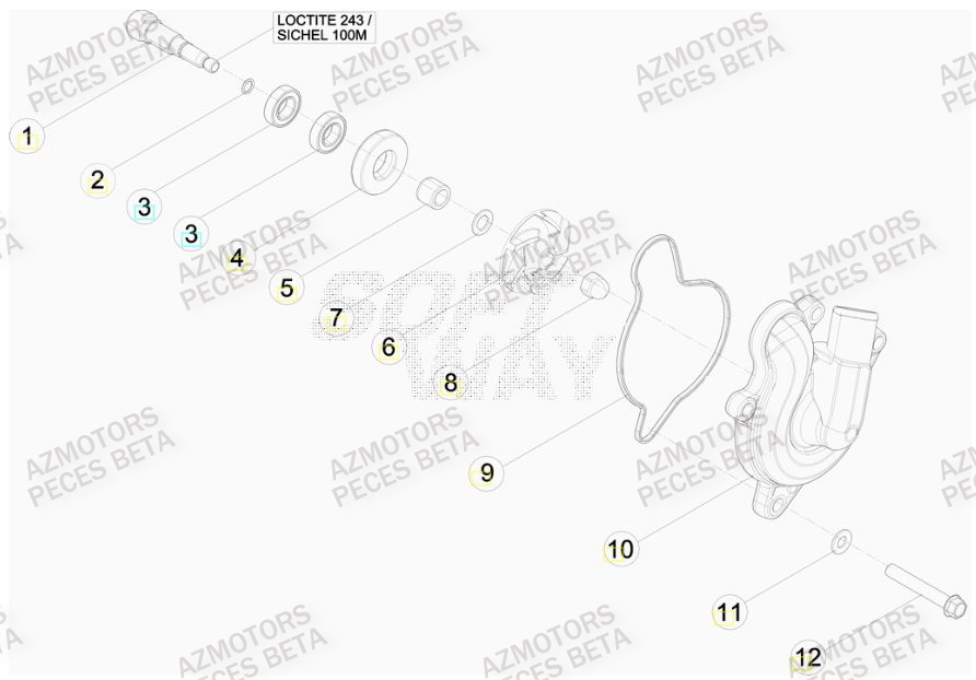 Pompe A Eau AZMOTORS PiÃ¨ces BETA RR 4T RACING 430 -(2015)

