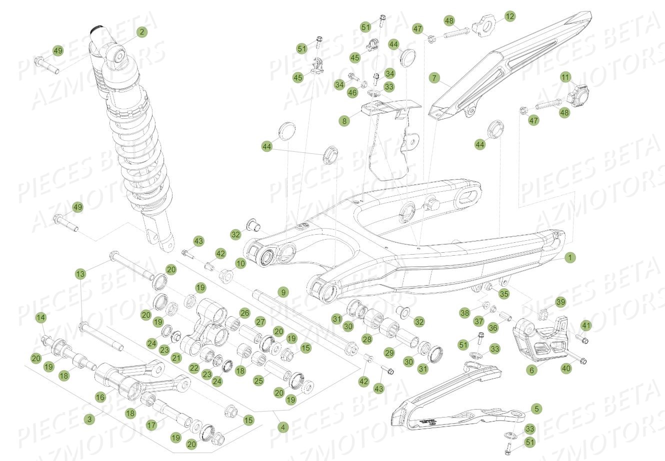 Bras Oscillant Amortisseur AZMOTORS PiÃ¨ces BETA RR 4T 430 RACING - (2017)

