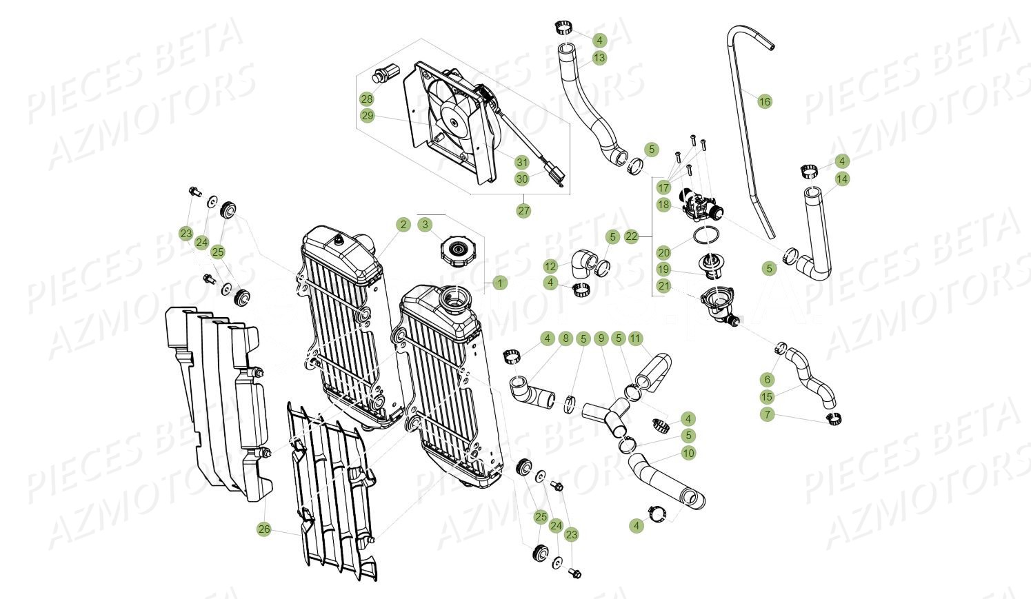 KIT ELECTRO VENTILATEUR RR 4T350 EFI - BETA pour RADIATEUR de 430 RR RACING 17
