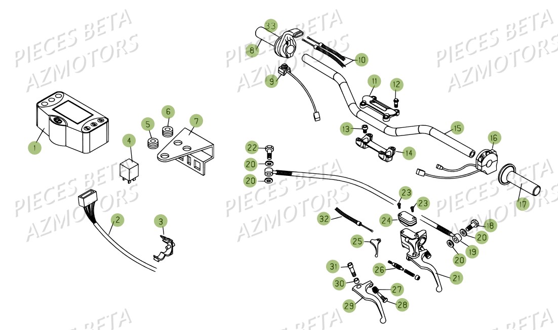 GUIDON RR 4T  07 - BETA pour COMMANDES-GUIDON de 450-RR-2007