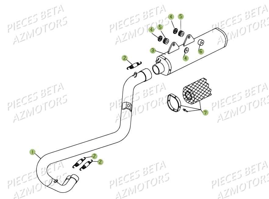 Echappement AZMOTORS PiÃ¨ces BETA RR 4T 450 - 2007