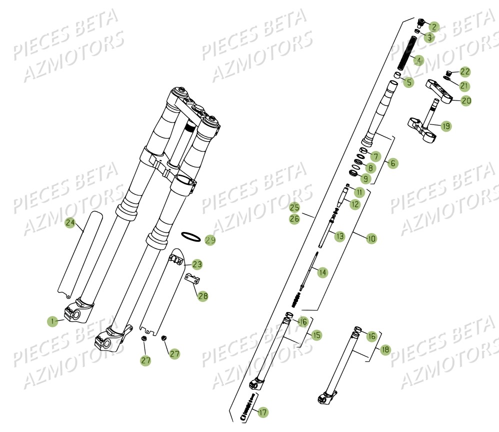 Fourche AZMOTORS PiÃ¨ces BETA RR 4T 450 - 2007