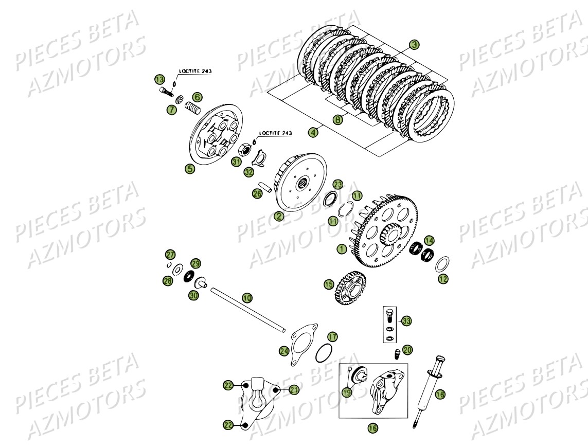 Transmission Principale Embrayage AZMOTORS PiÃ¨ces BETA RR 4T 450 - 2007