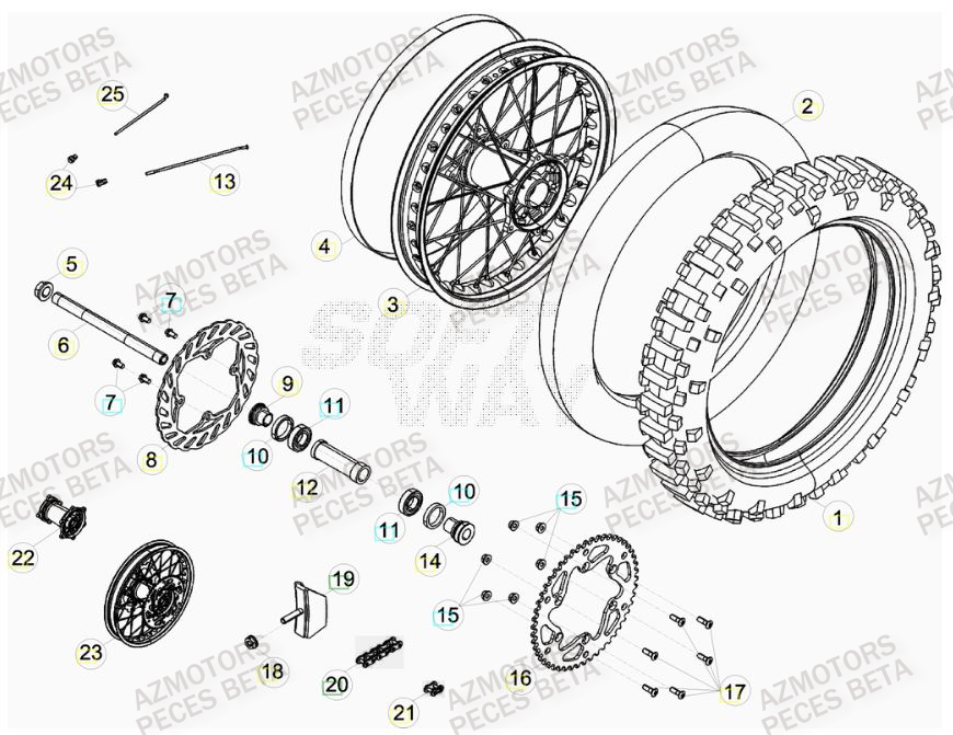 Roue Arriere Du No Serie 0250001 A 0260000 AZMOTORS PiÃ¨ces BETA RR FACTORY 450cc 4T - [2012]