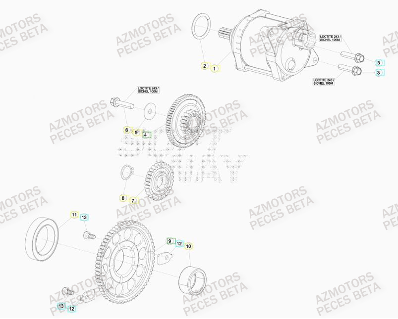 Demarreur AZMOTORS PiÃ¨ces BETA RR 4T RACING 480 -(2015)

