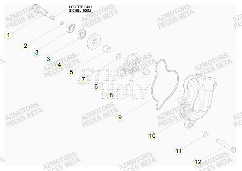 Pompe A Eau AZMOTORS PiÃ¨ces BETA RR FACTORY 498cc 4T - [2012]