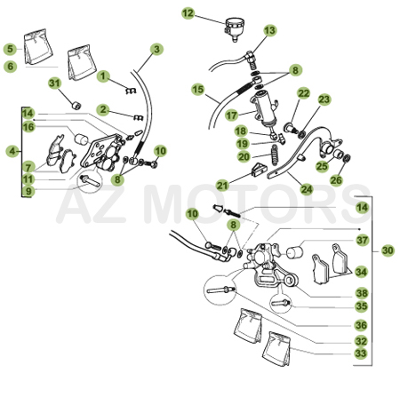 PASTILLES PINCE 25.03067/73 - BETA pour FREINS de 50-RR-05-06