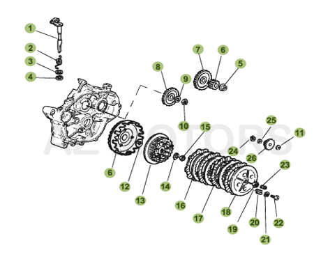 Transmission Principale   Embrayage AZMOTORS PiÃ¨ces BETA Enduro 50 RR - [2005-2006]