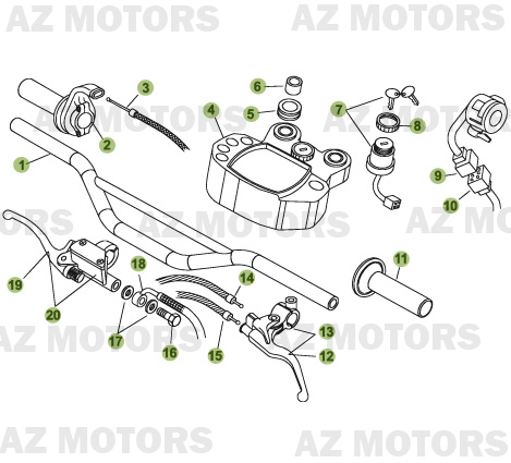 Commandes Guidon AZMOTORS PiÃ¨ces Beta RR 50 - 2007-2005