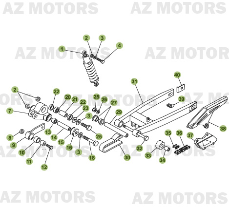 Fourche Arriere Suspension Ar AZMOTORS PiÃ¨ces Beta RR 50 - 2008