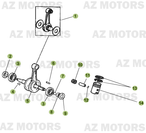 Vilebrequin Piston Contre Arbre AZMOTORS PiÃ¨ces Beta RR 50 - 2008