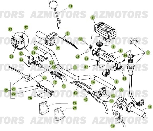 Commandes Guidon AZMOTORS PiÃ¨ces Beta RR 50 - 2011-2010