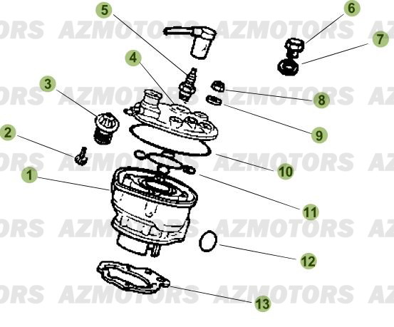 Cylindre Piston Distribution AZMOTORS PiÃ¨ces Beta RR 50 - 2011-2010