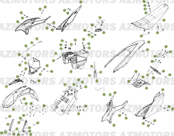 PROTECTION TIGE - KIT WHITE - BETA pour CARENAGES - RESERVOIR - SELLE de 50-RRFAC-13-12