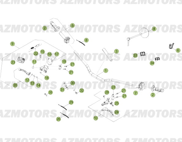 Commandes   Guidon AZMOTORS PiÃ¨ces Beta 50 RR FACTORY - 2013-2012