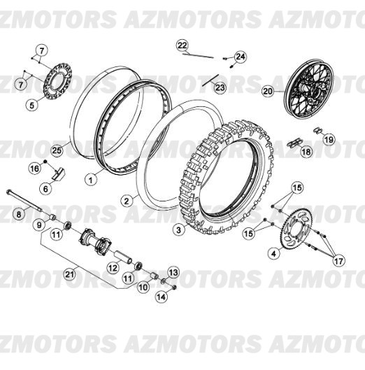 Roue Arriere Du N Serie 100344 A 199999 AZMOTORS PiÃ¨ces Beta 50 RR FACTORY - 2013-2012