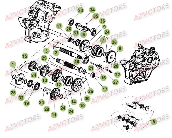 Boite A Vitesses Du No Serie 100343 A 199999 AZMOTORS PiÃ¨ces Beta 50 RR FACTORY - 2015-2014