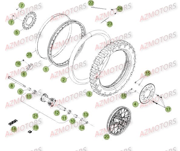 Roue Arriere Du No Serie 100001 A 100343 AZMOTORS PiÃ¨ces Beta 50 RR FACTORY - 2015-2014