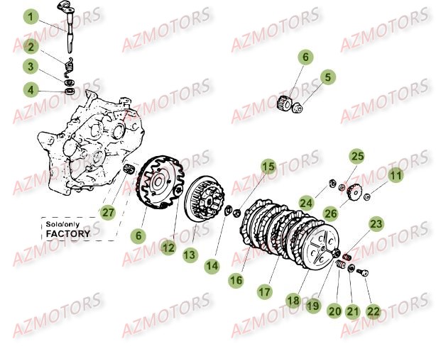 Transmission Principale Embrayage AZMOTORS PiÃ¨ces Beta 50 RR FACTORY - 2015-2014