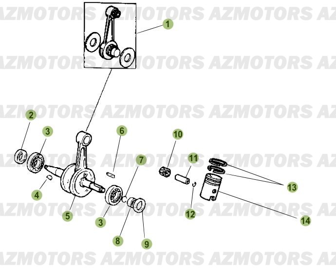 Vilebrequin   Piston   Contre Arbre AZMOTORS PiÃ¨ces Beta 50 RR FACTORY - 2010-2011